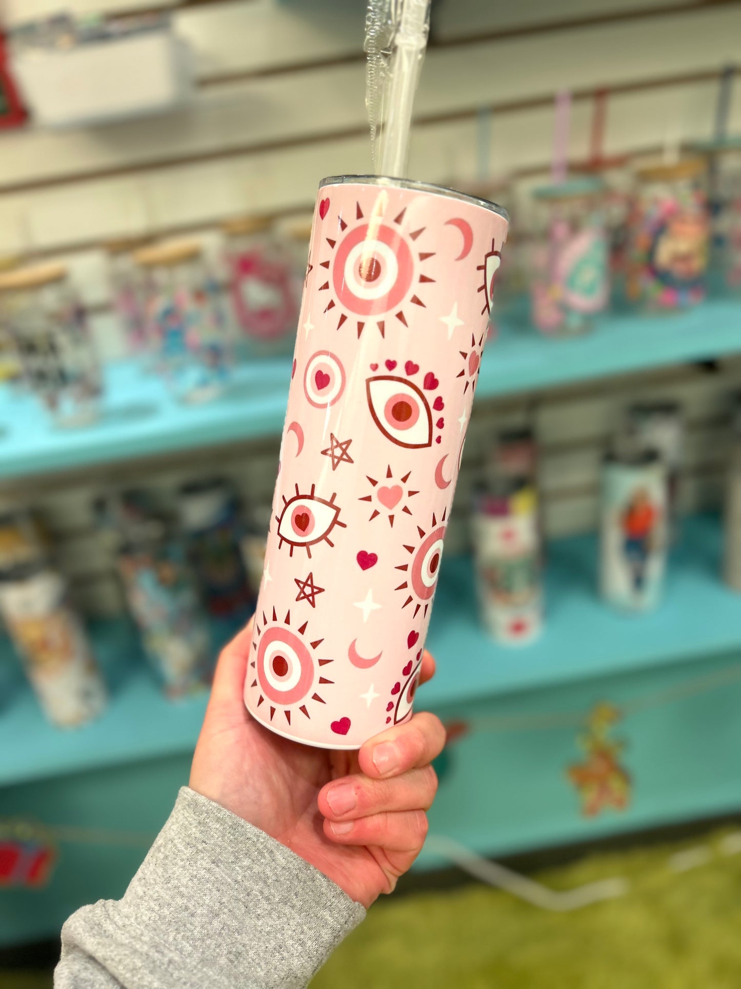 Pink evil eye Tumbler